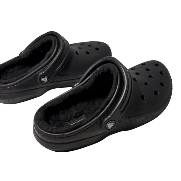 Crocs Classic Black Lined Clogs, Fleece-Lined Cozy Comfort, Size Womens 8, Men 6 - Picture 7 of 8